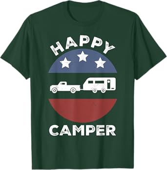 Retro Happy Camper Men Women Funny Camping Dad Boy Toddler T-Shirt