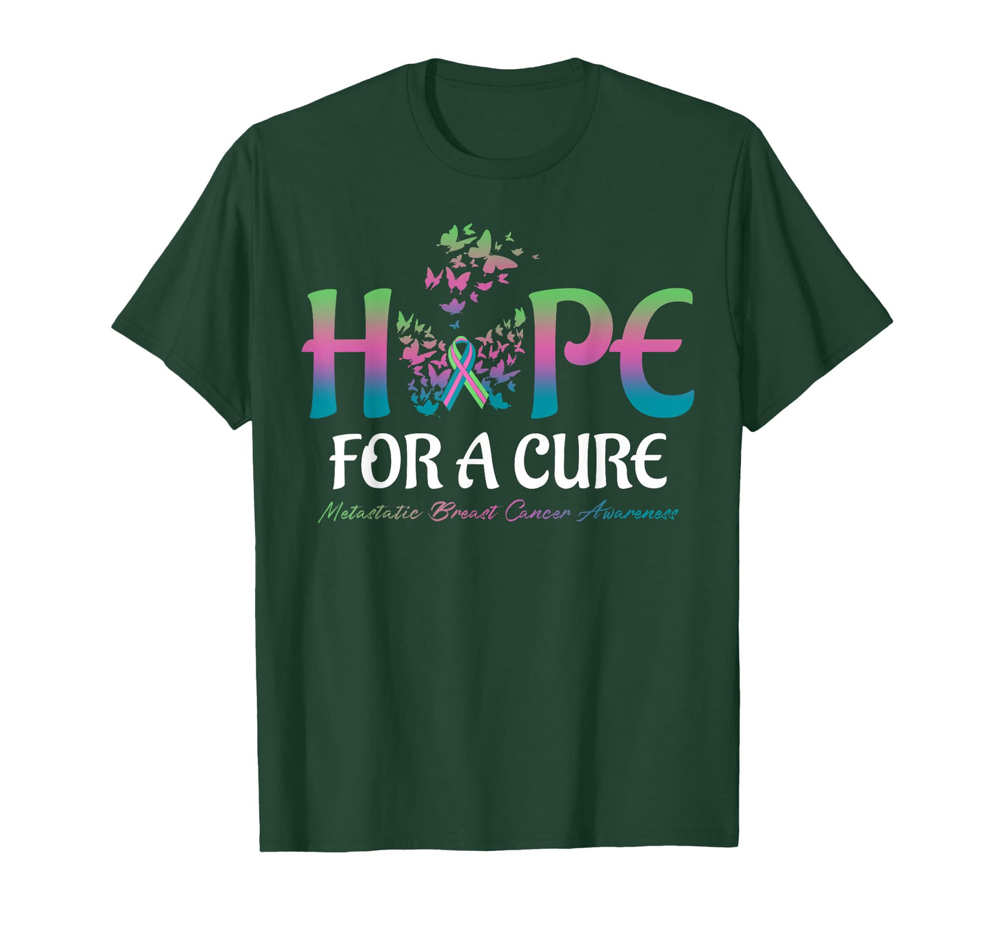 Hope For A Cure Butterfly Metastatic Breast Cancer Awareness T-Shirt