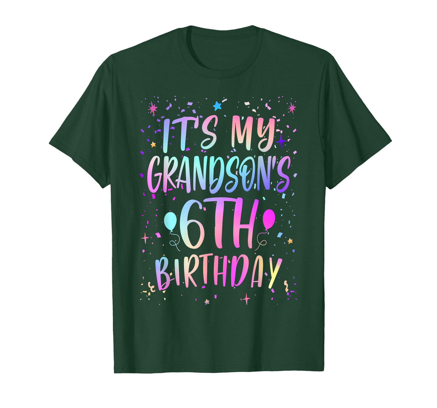 It's My Grandson's 6th Birthday Colorful Happy 6 Years Old T-Shirt