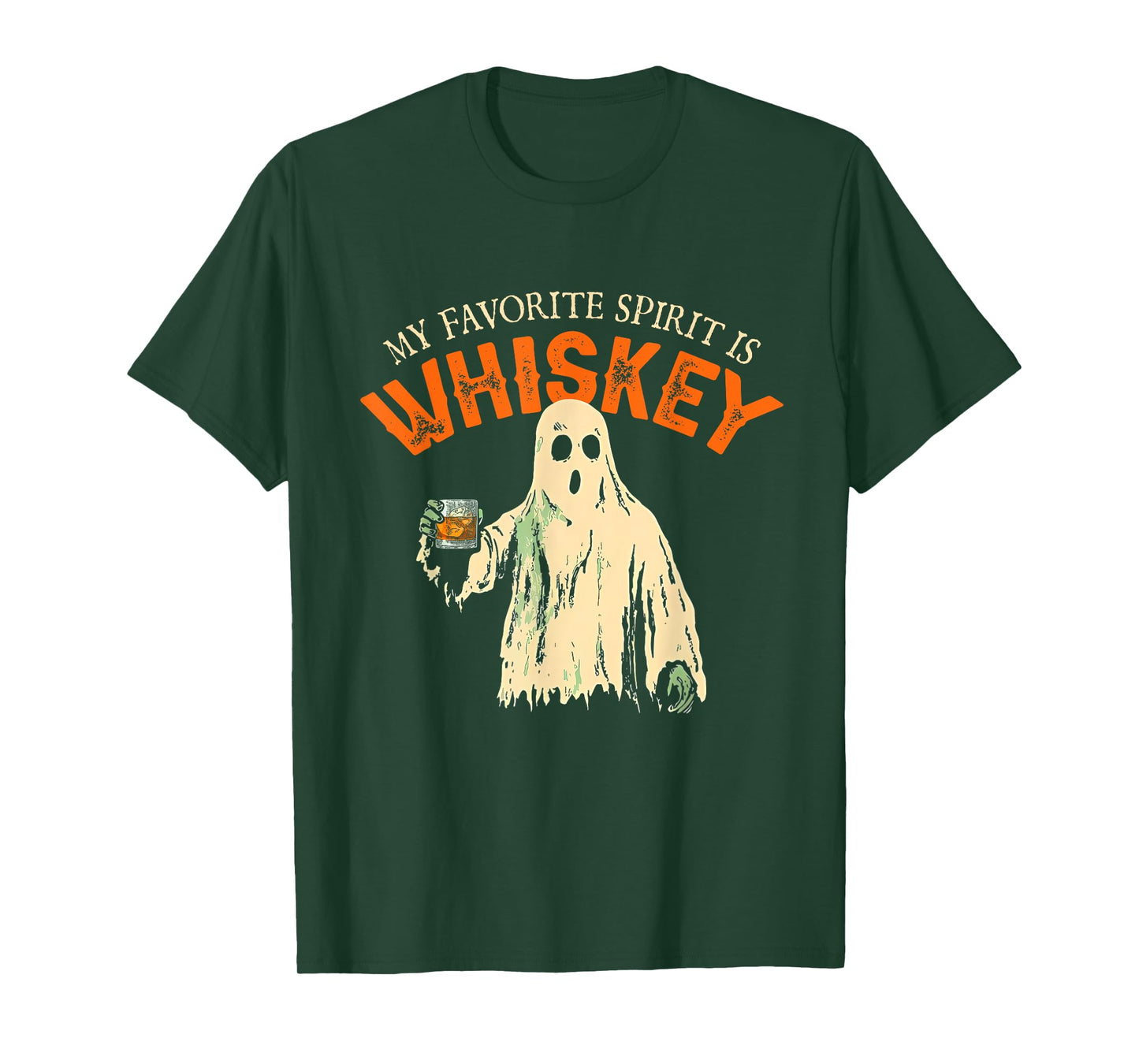 My Favorite Spirit Is Whiskey Funny Ghost Halloween Costume T-Shirt