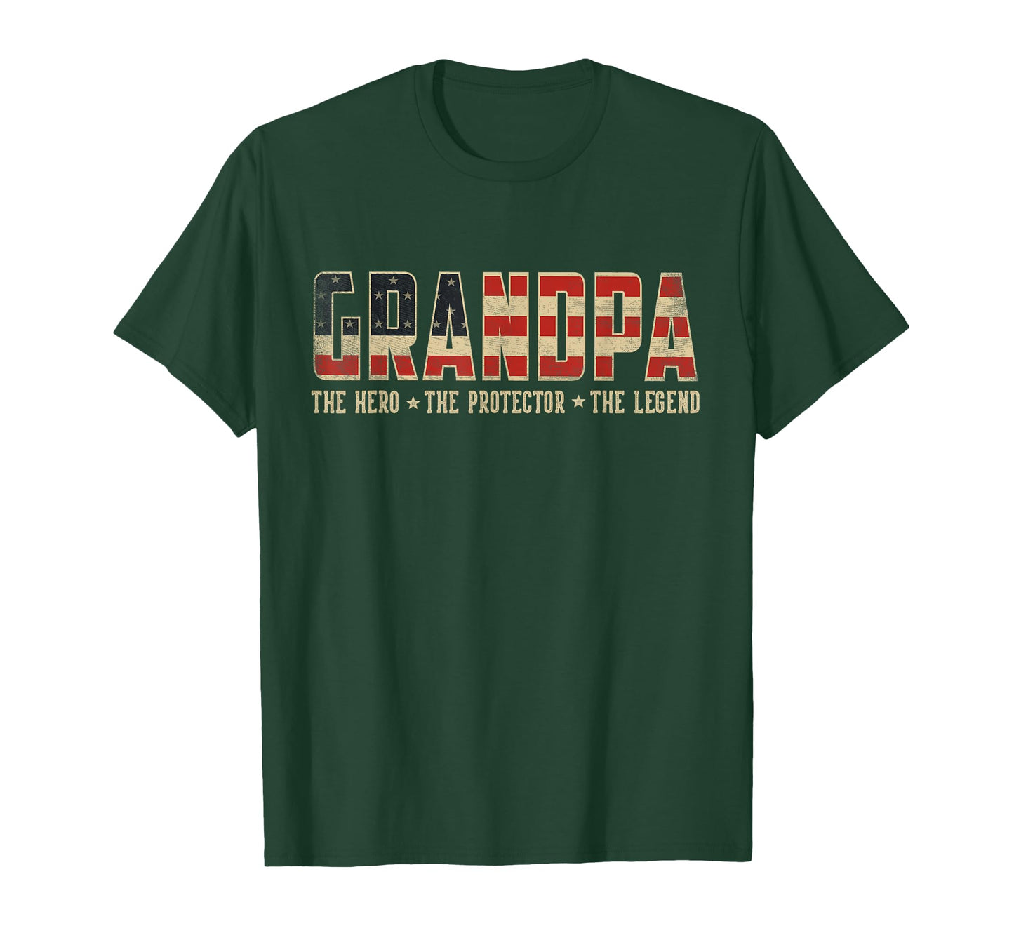 Grandpa Protector Hero Legend USA Flag Grandpa Father's Day T-Shirt