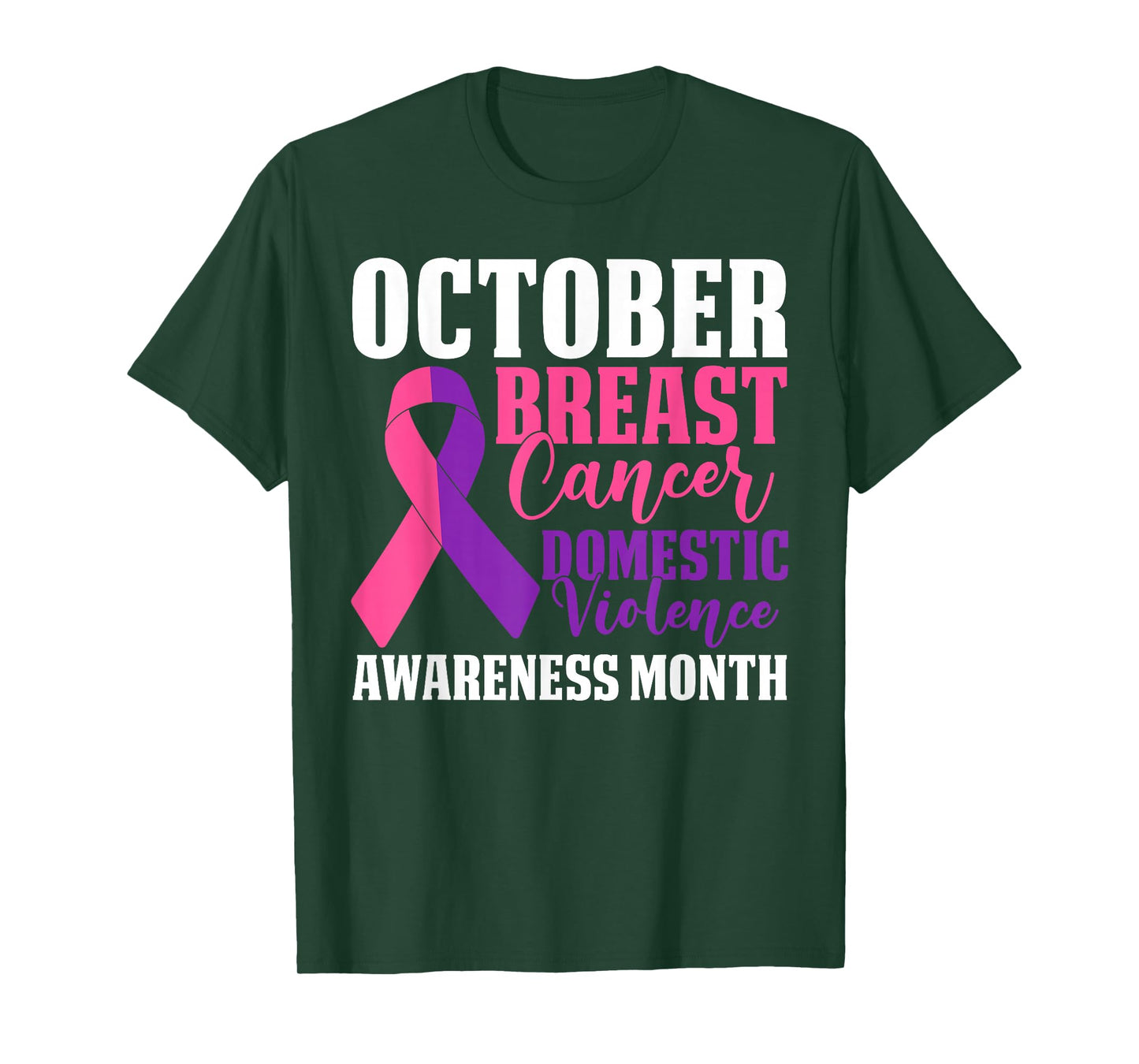 October We Wear Purple Pink Domestic Violence Breast Cancer T-Shirt