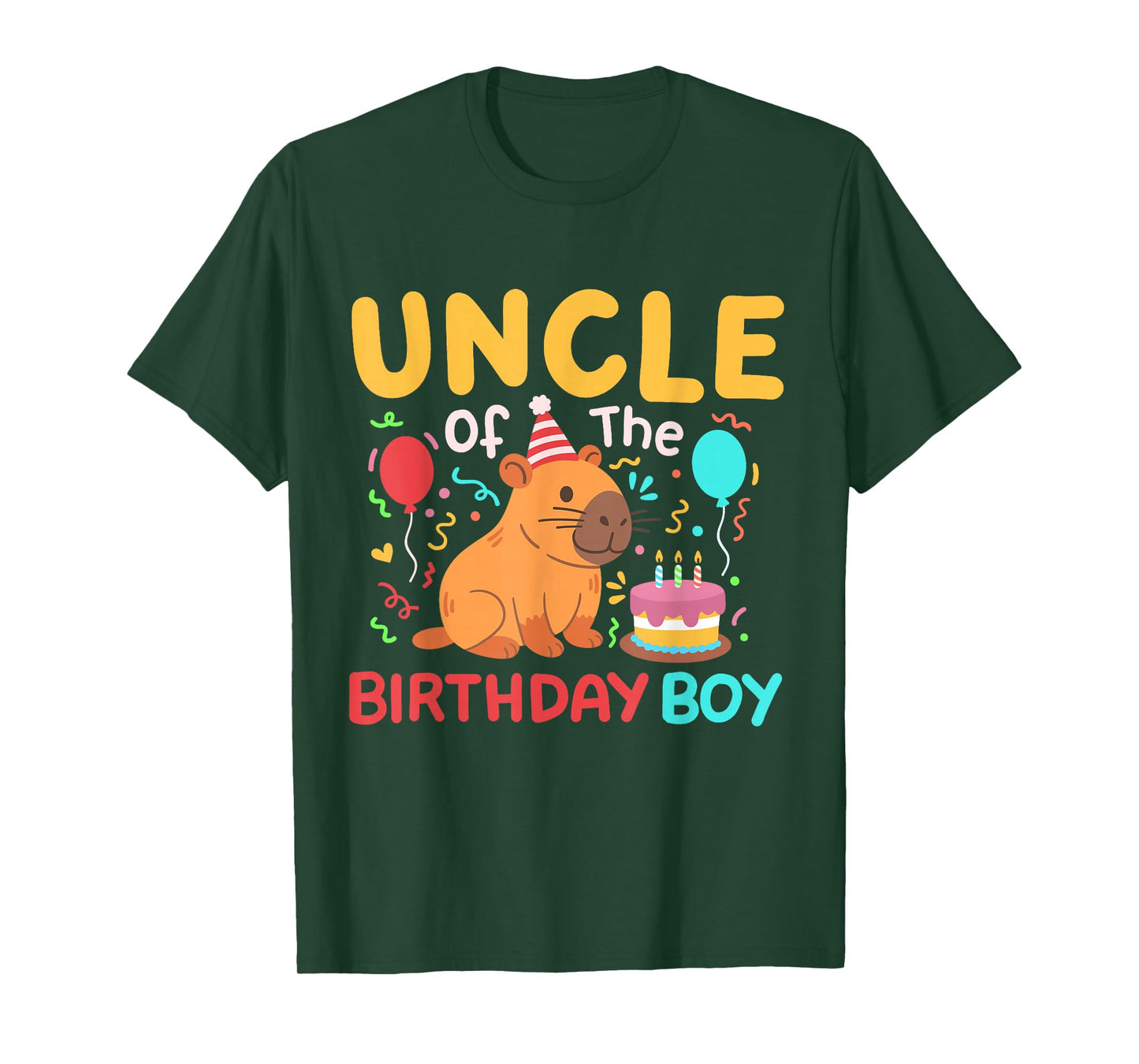 Uncle Of The Birthday Boy Cute Capybara Kids Bday Family T-Shirt