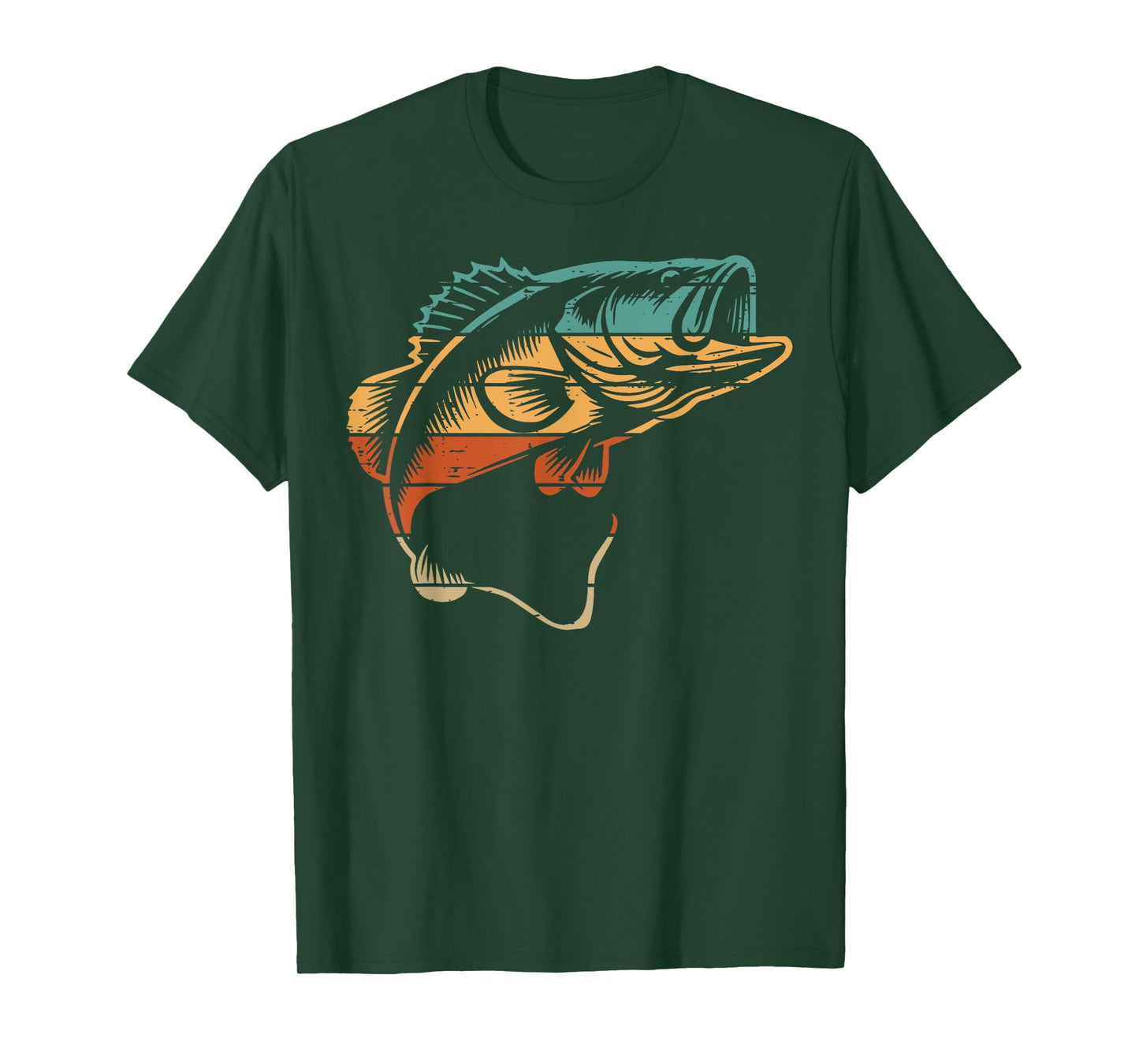 Fishing Bass Fish Retro Colors Fisherman Art Men Women Kids T-Shirt