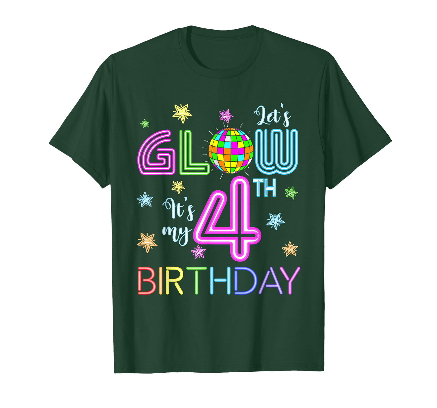 Lets Crazy It's My 4th Birthday Glowing 80s 4 Year Old T-Shirt