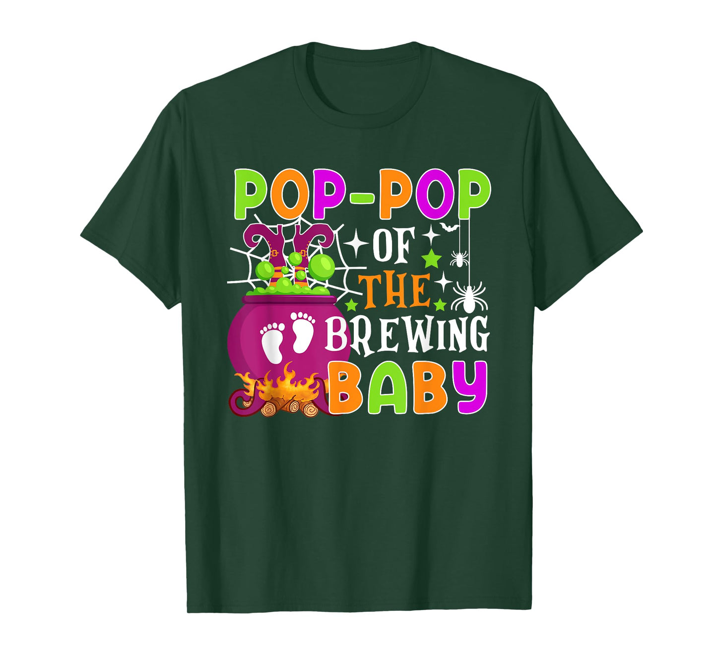 Pop-Pop of Brewing Baby Halloween Theme Baby Shower Spooky T-Shirt