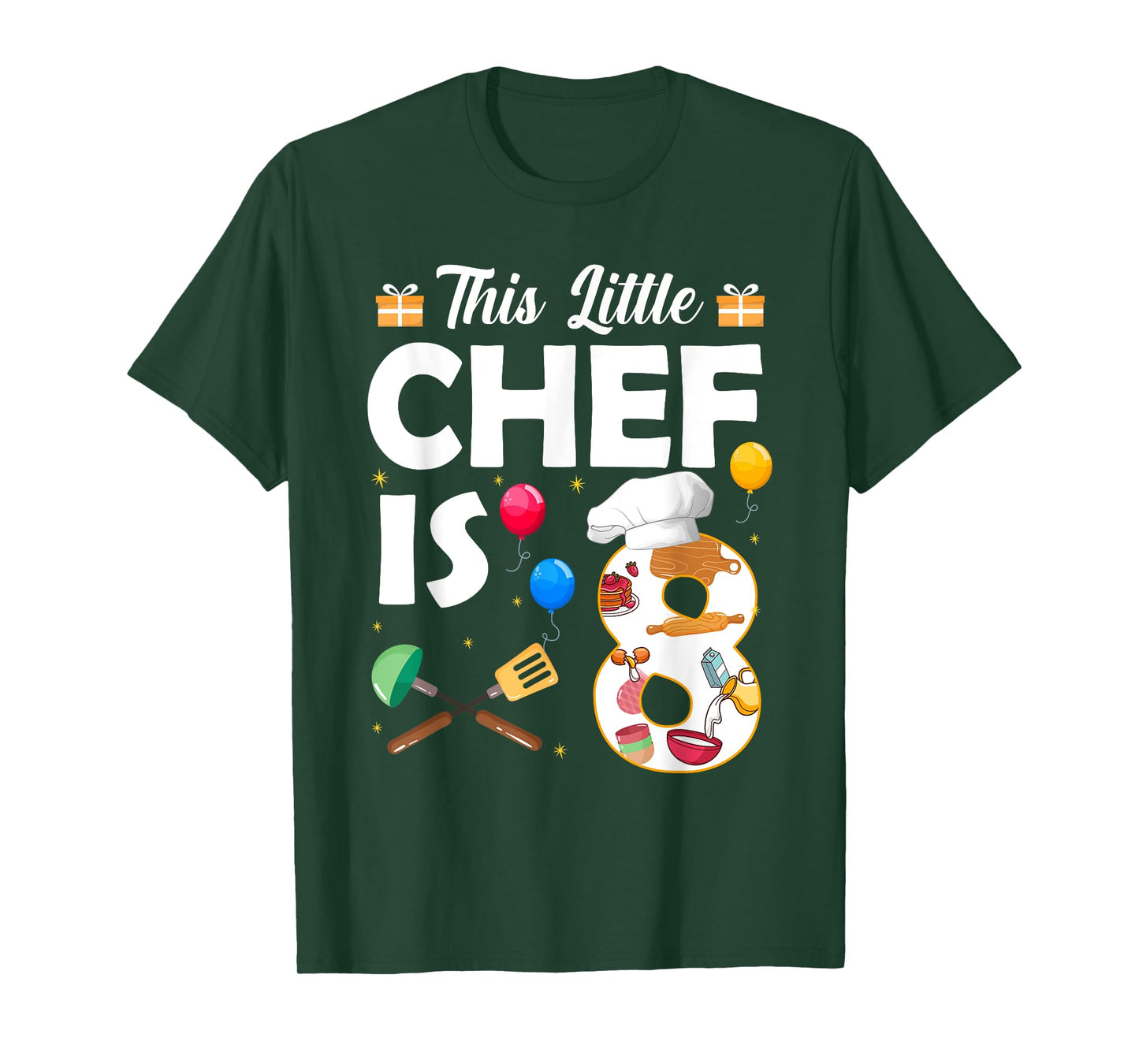 This Little Chef Is 8 Year Old Birthday Chef Cook 8th T-Shirt