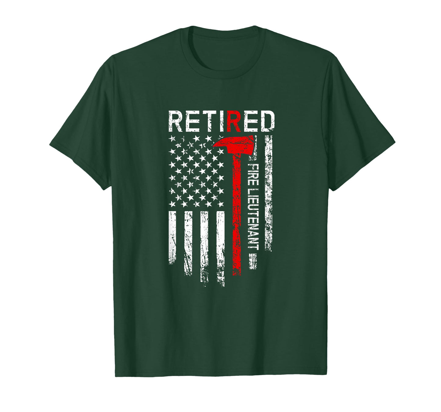 Retired Fire Lieutenant Firefighter Retirement US flag T-Shirt