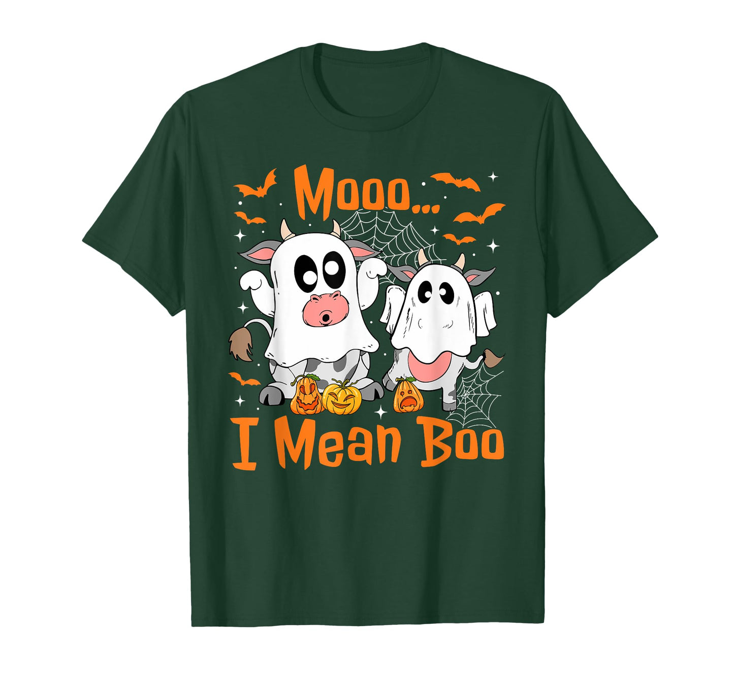 Cute Ghost Cow Moo I Mean Boo Halloween Funny Cow Lover T-Shirt