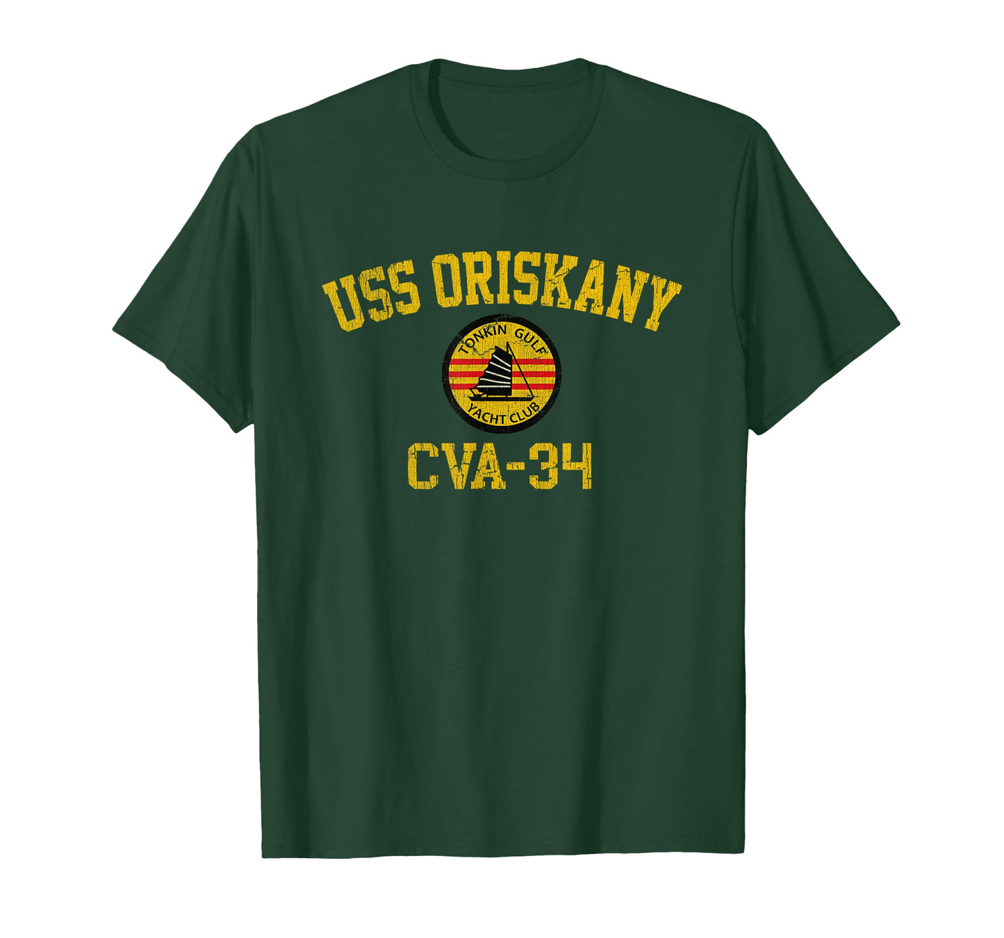 Vintage USS Oriskany CVA 34 Tonkin Gulf Yacht Club Veteran T-Shirt