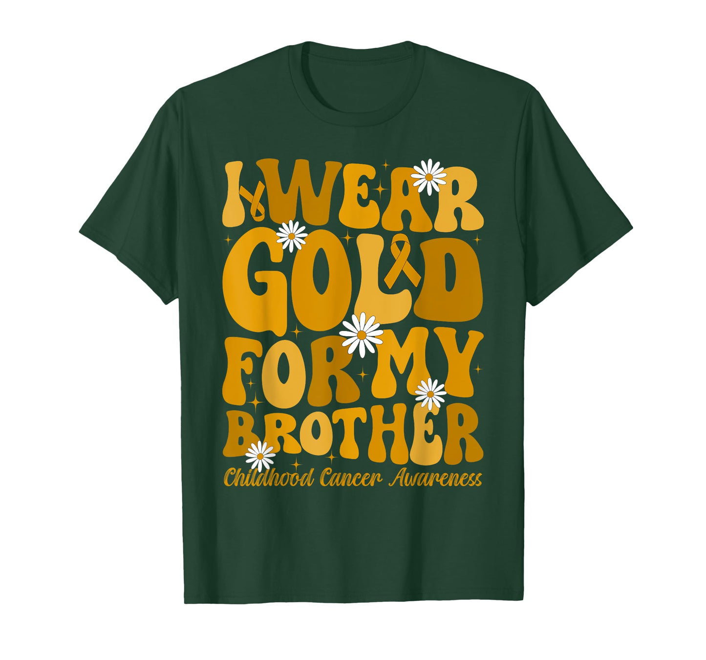 Groovy I Wear Gold For My Brother Childhood Cancer Awareness T-Shirt