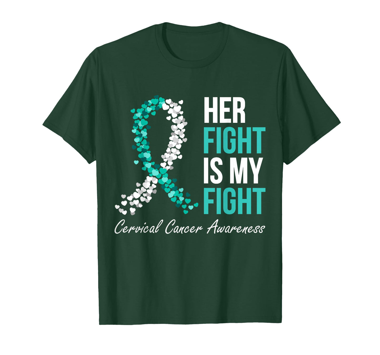 Cervical Cancer Awareness Her Fight My Fight Family Support T-Shirt