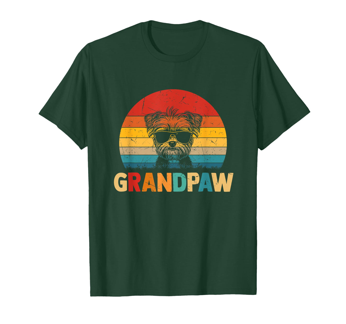 Funny Grandpaw Retro Vintage Morkie Lovers Grandpa Fathers T-Shirt