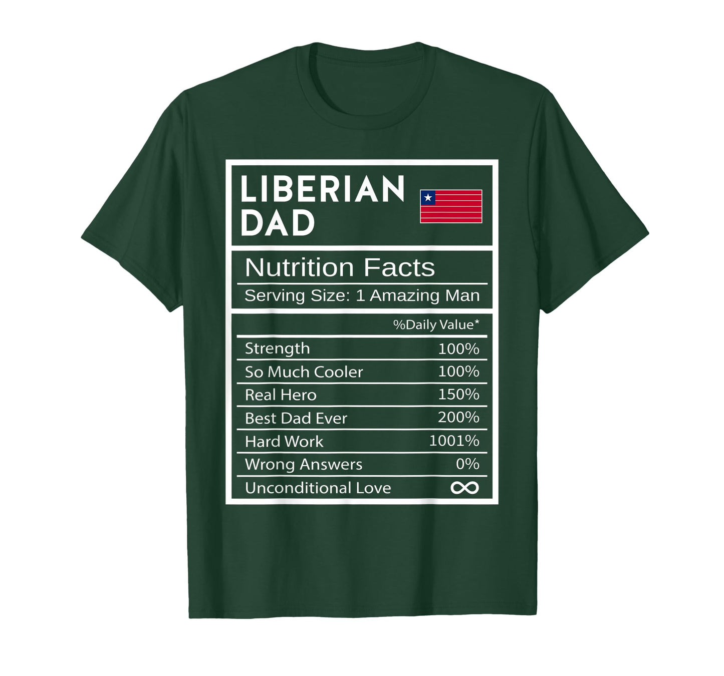 Mens Liberian Dad Nutrition Facts National Pride Father's Day T-Shirt