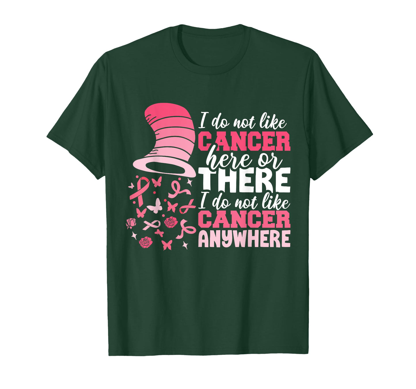 I Do Not Like Cancer Here Or There Breast Cancer October T-Shirt