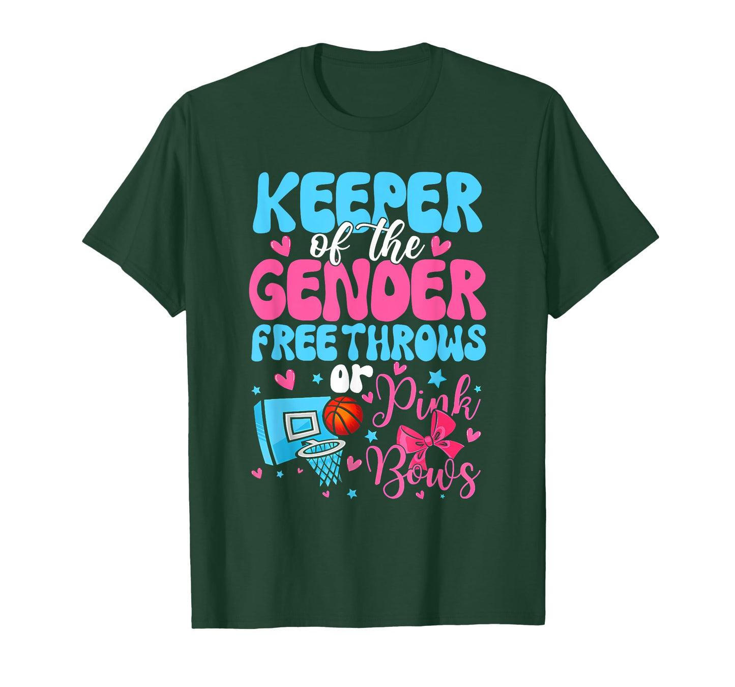 Keeper of the Gender Reveal Free Throws or Pink Bows Party T-Shirt