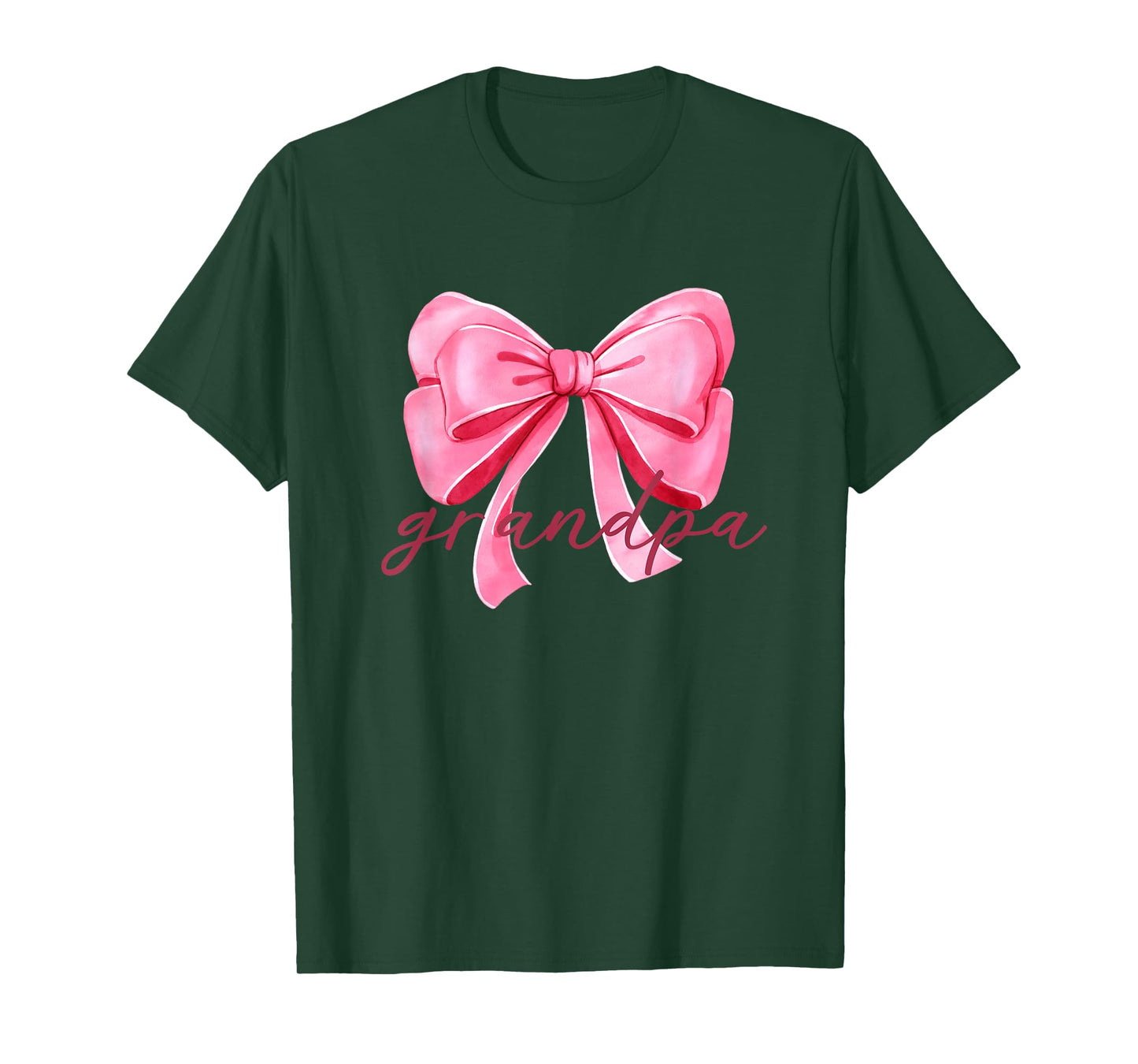 Grandpa Pink Bow Birthday Baby Shower Family Pink Ribbon T-Shirt