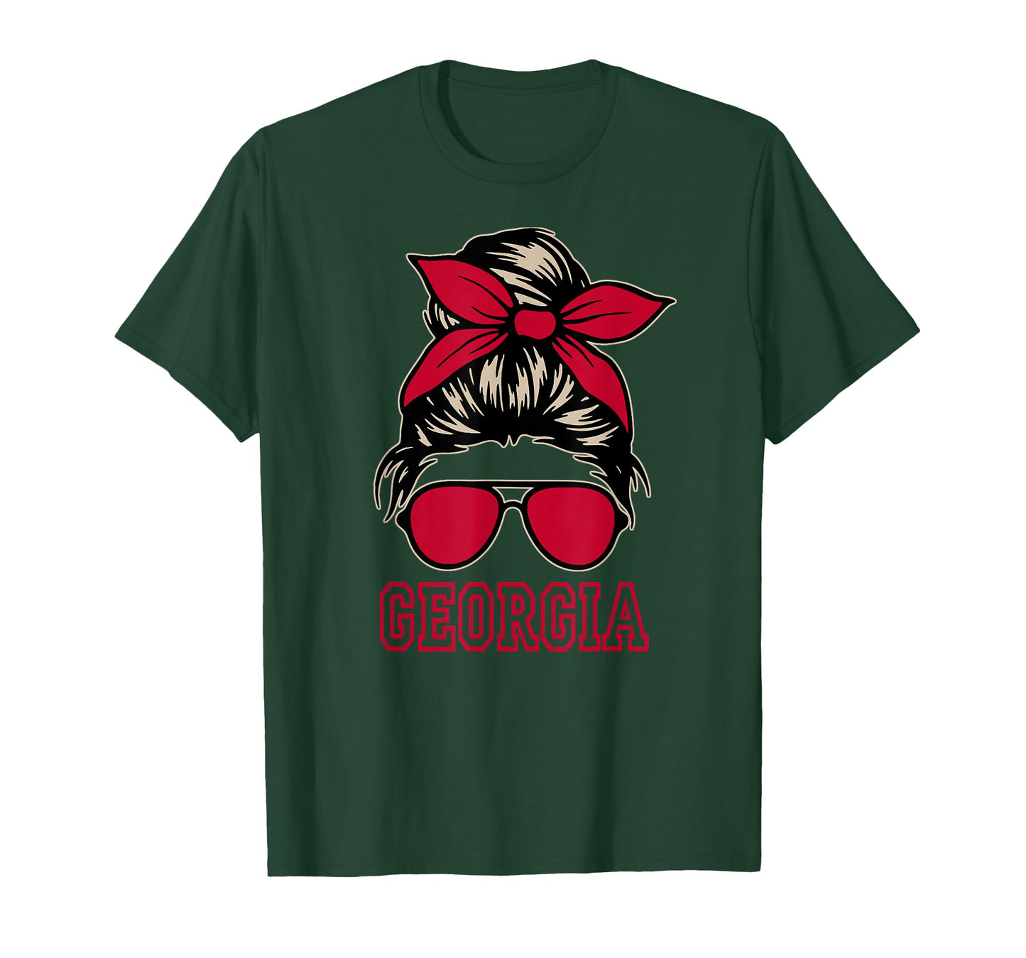 Georgia Women Girls Mom Messy Bun Hair. T-Shirt