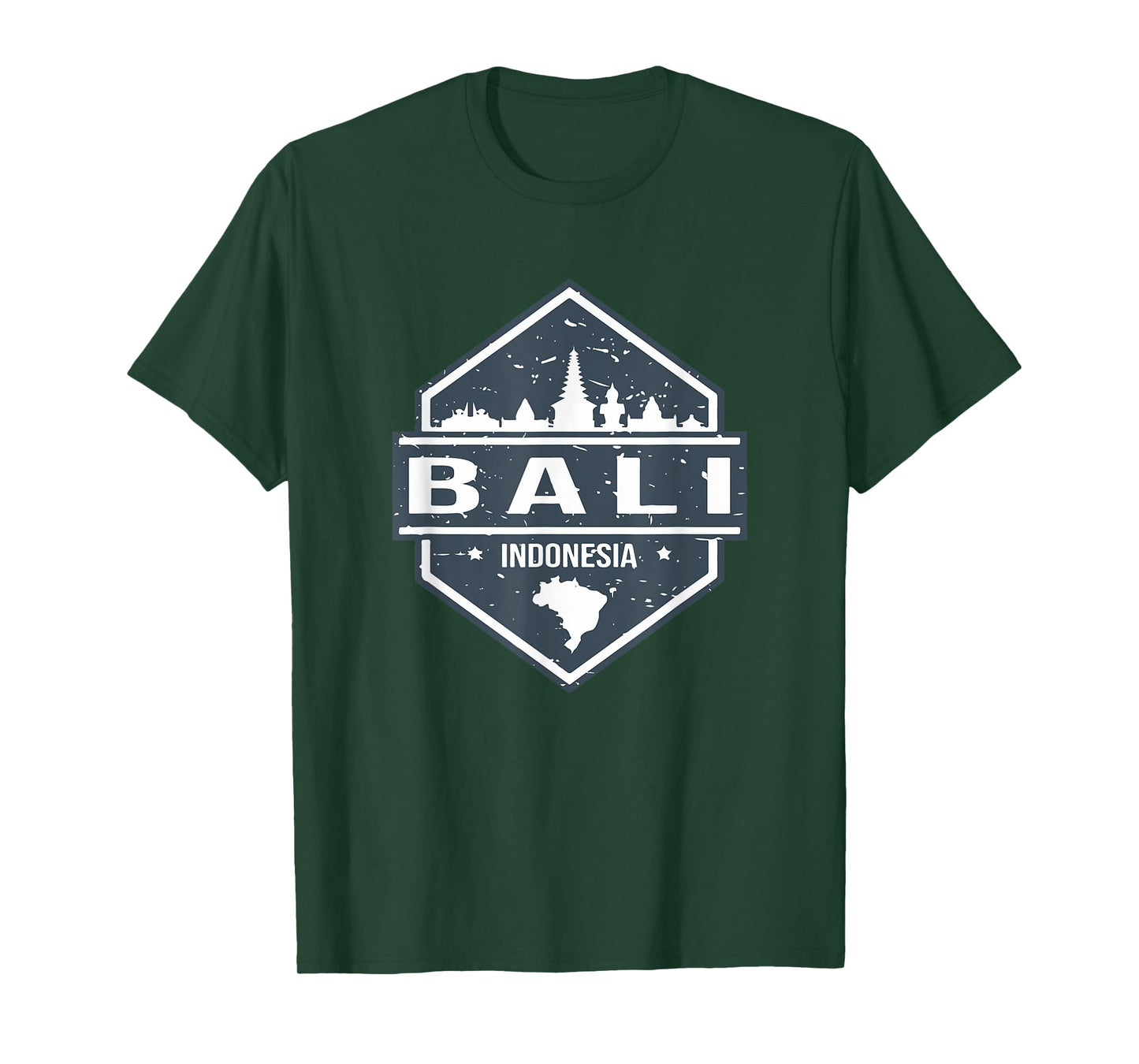 Bali Indonesia Design With Bali Island And Silhoutte of City T-Shirt