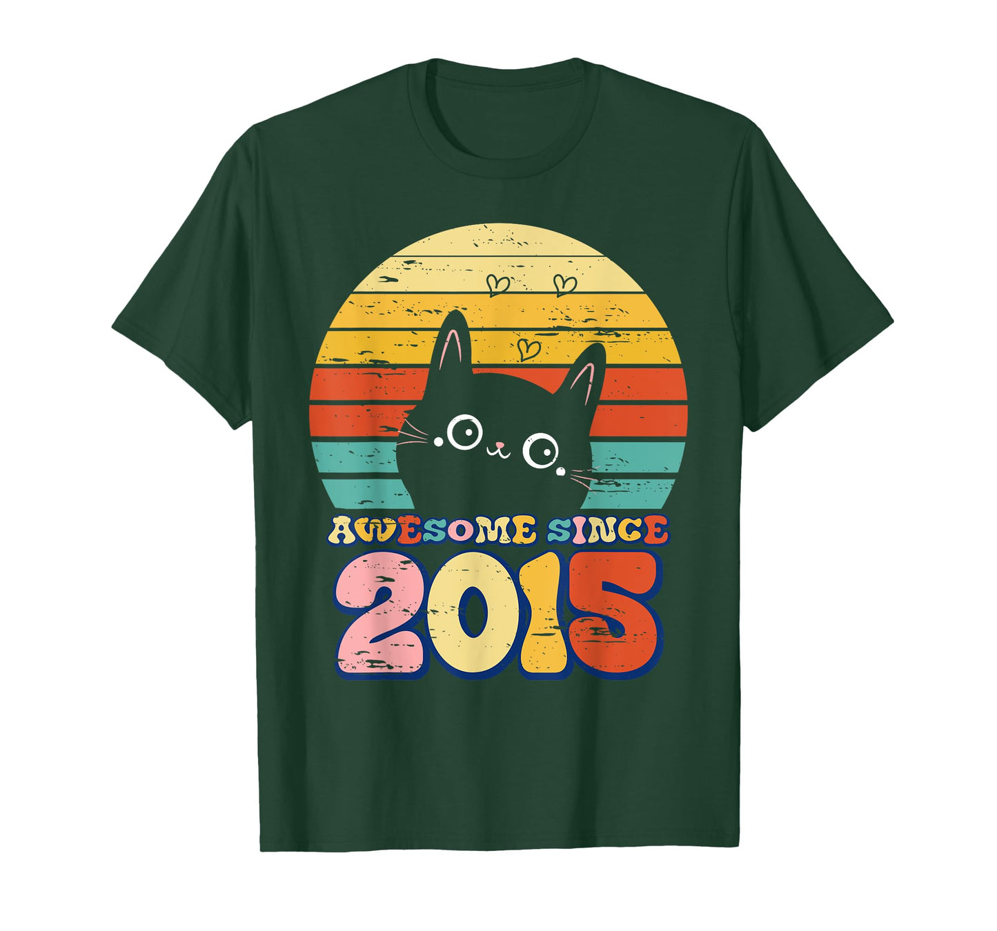 Awesome Since 2015 Tee Cat For Girl Boy Its My 8th Birthday T-Shirt