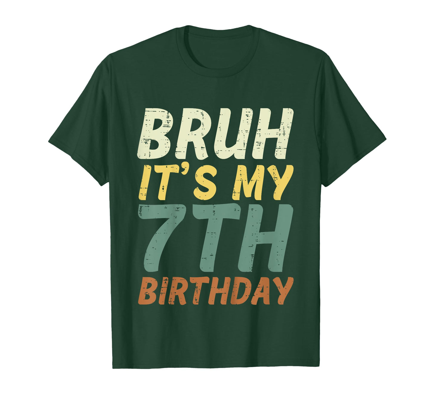 Bruh Its My 7th Birthday Retro Color 7 Bday Party Boys Girls T-Shirt