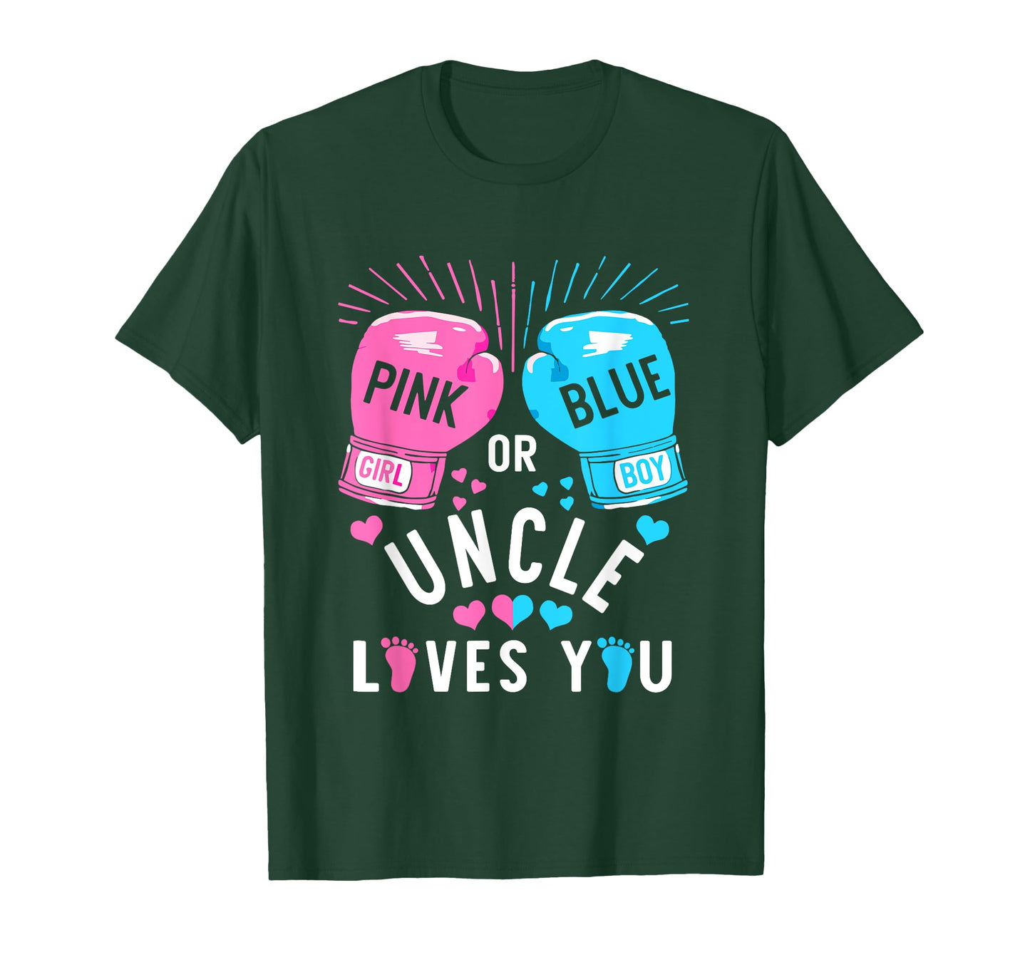 Pink Or Blue Uncle Loves You Boxing Gender Reveal Party T-Shirt