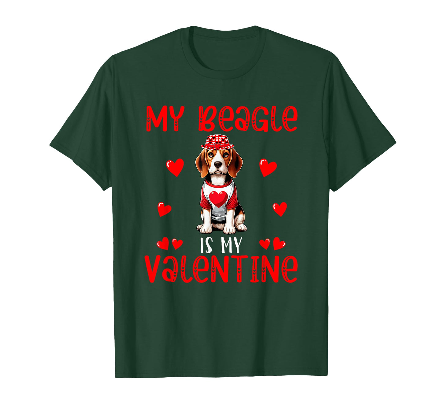 My Beagle Is My Valentine Hearts Costume Single Owner T-Shirt