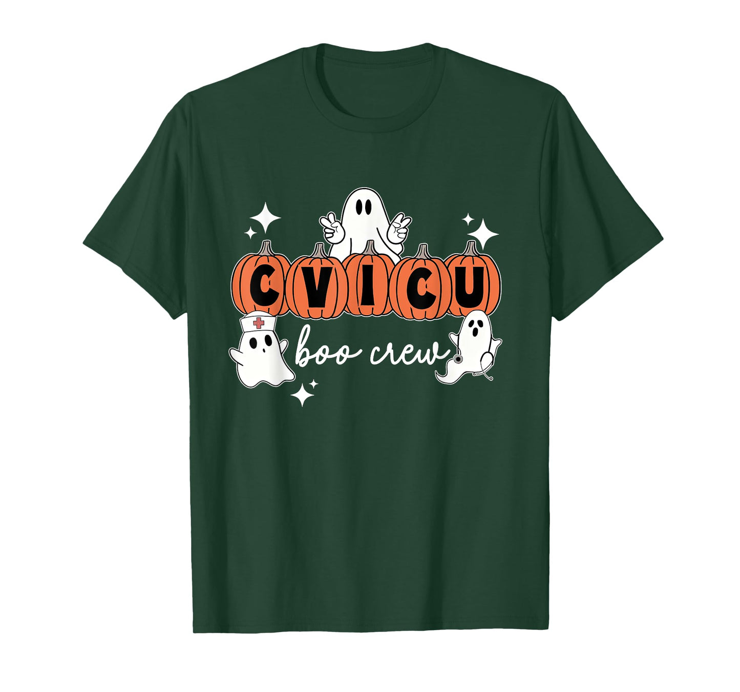 Halloween CVICU Boo Crew Pumpkin CVICU Nurse Spooky Season T-Shirt