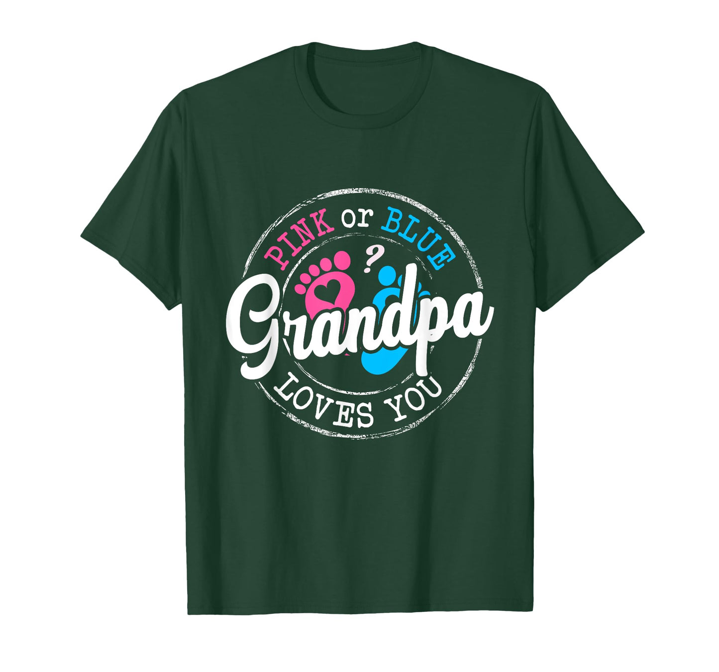 Pink or Blue Grandpa Loves You Gender Reveal Family T-Shirt