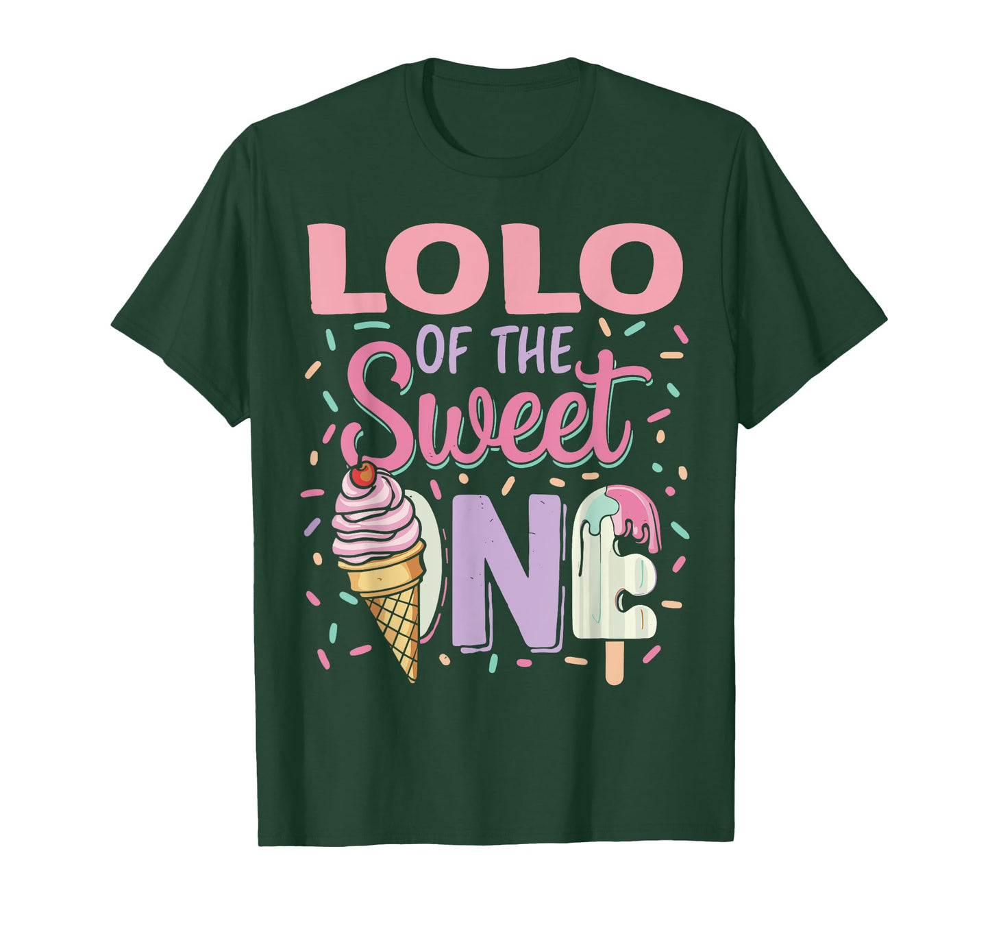 Lolo of Sweet One Birthday Matching Family Ice Cream T-Shirt