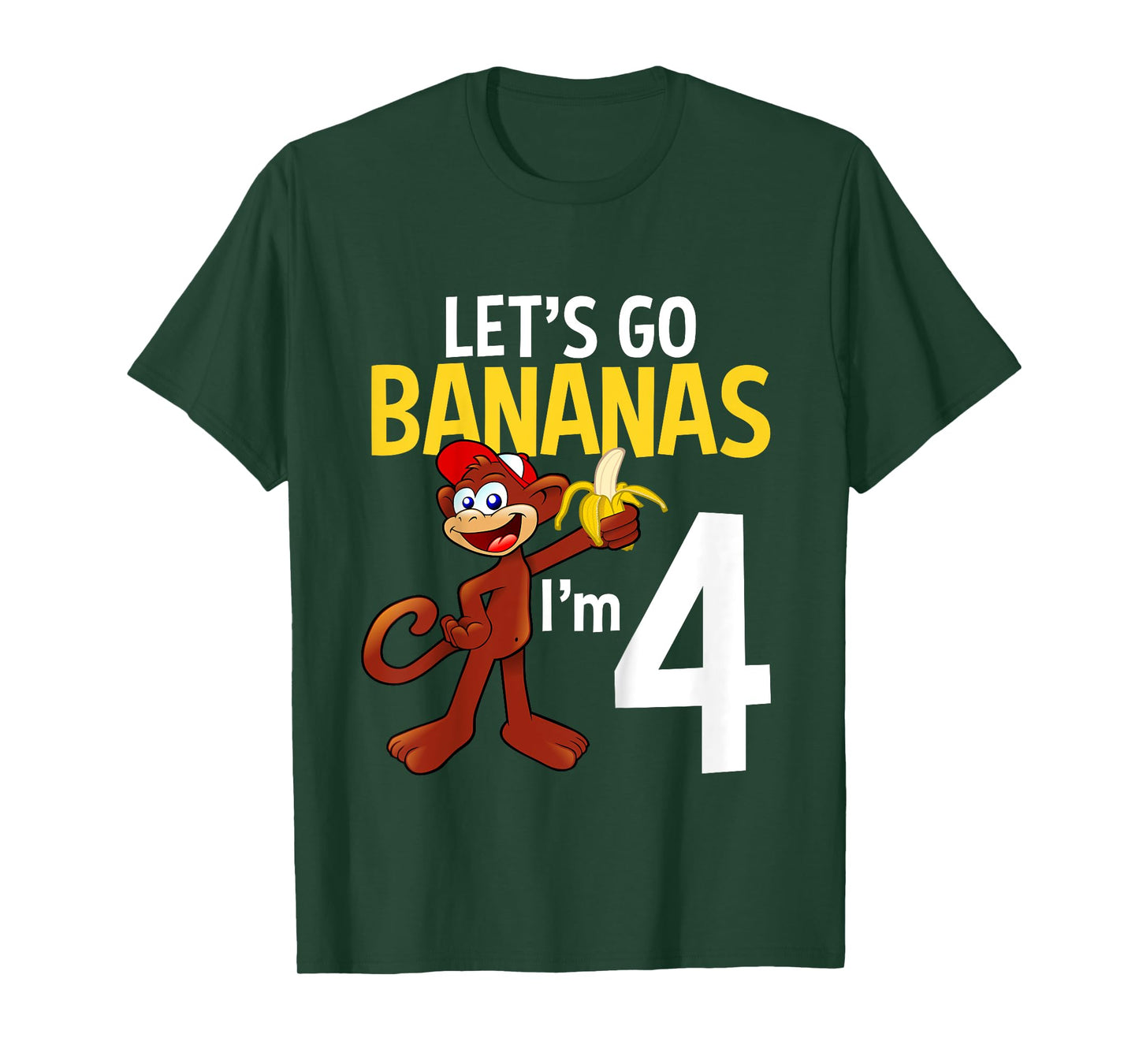 4 Year Old Monkey Birthday Party Zoo Animal Theme 4th Gift T-Shirt