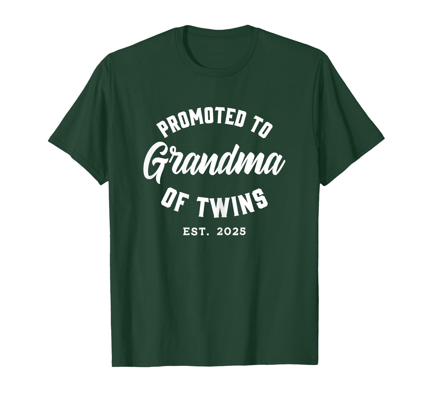 Twins Baby Announcement Family Gifts & Apparel Promoted to Grandma of Twins 2025 Black X-Small Female Modern Classic Round Neck Short Sleeve T-Shirt