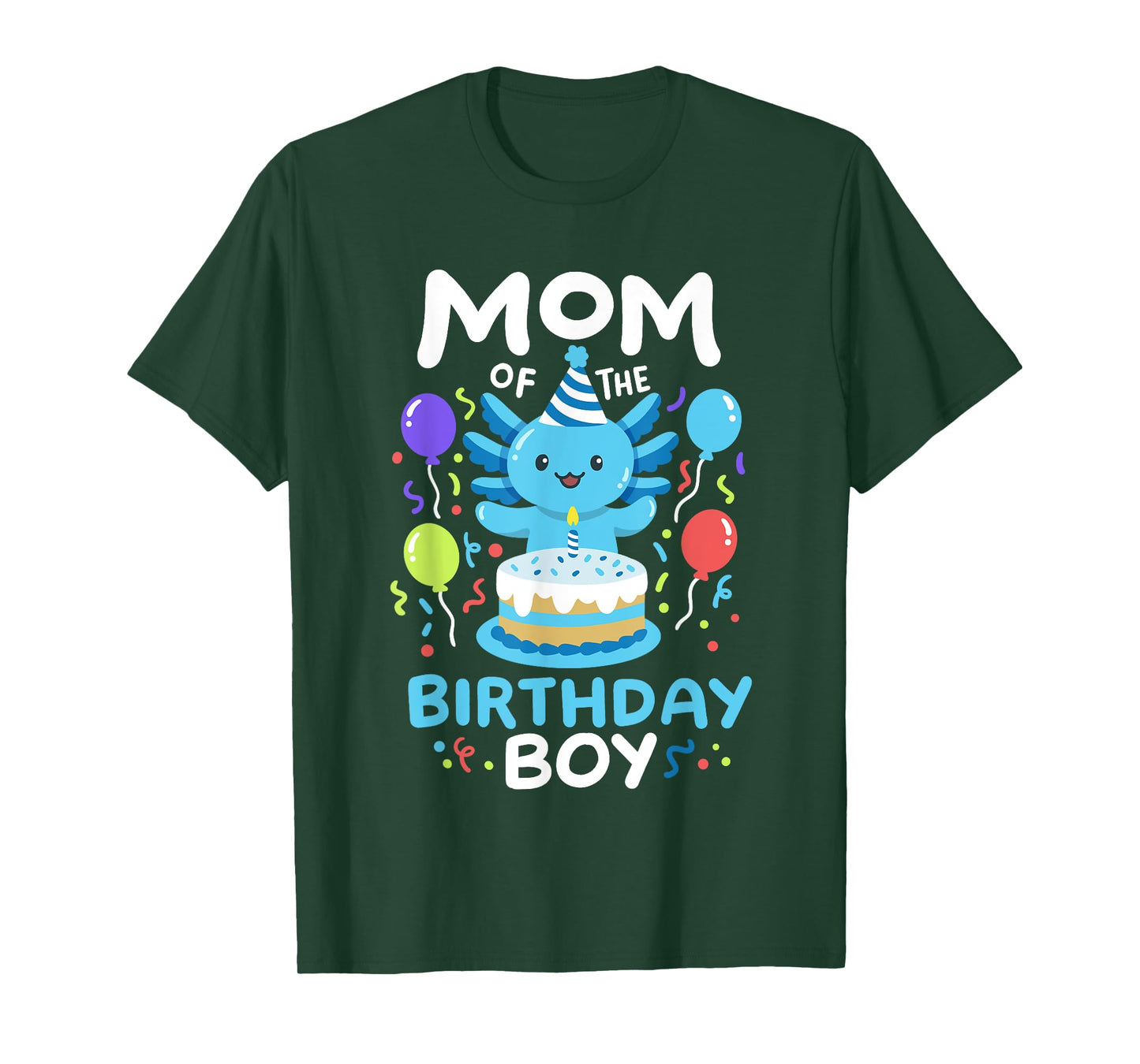 Mom Of The Birthday Boy Kids Axolotl Bday Family Matching T-Shirt