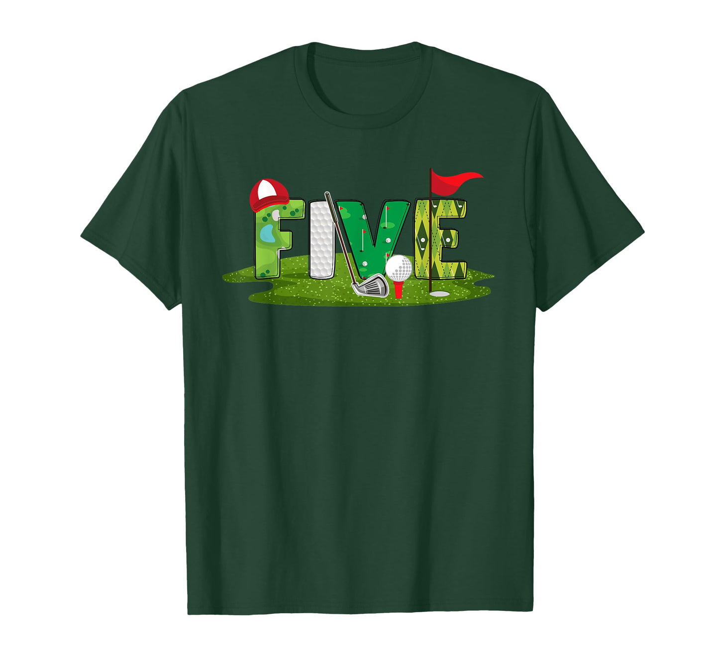 5th Birthday Golf Theme 5 Year Old Kids Sport Party T-Shirt