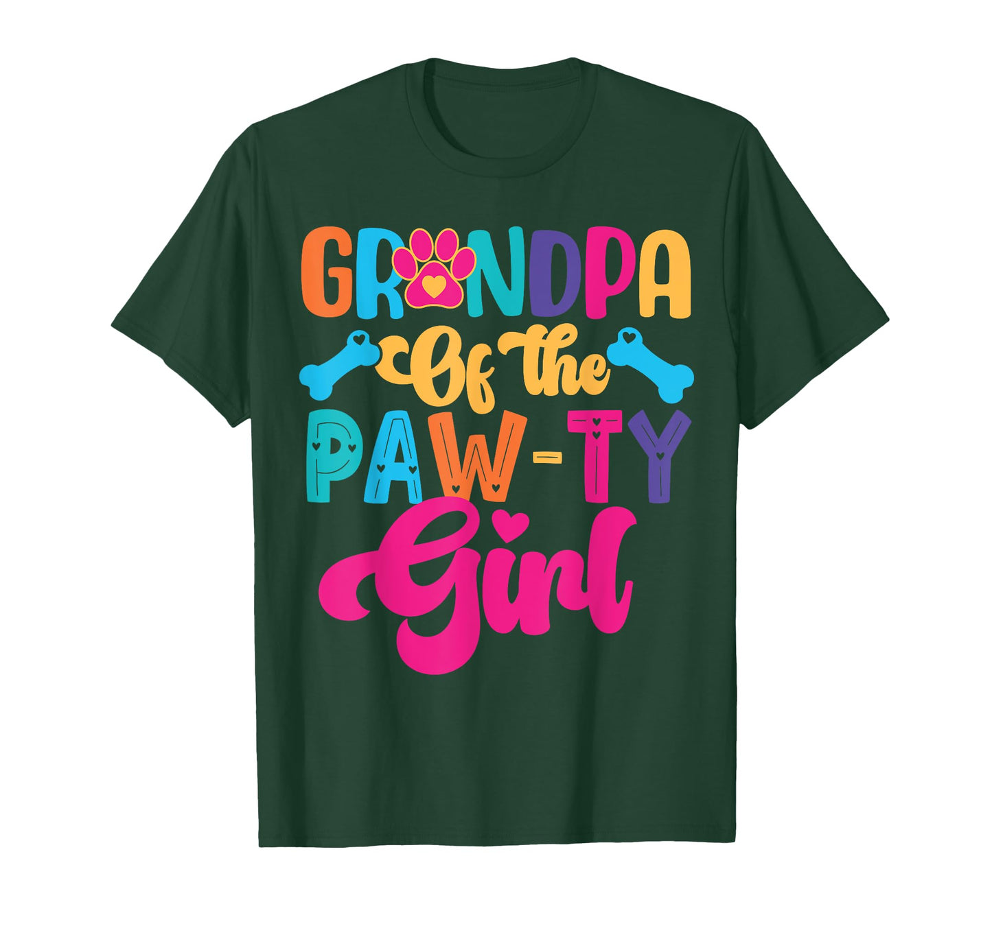 Grandpa Of The Birthday Girl Dog Paw Family Matching Party T-Shirt