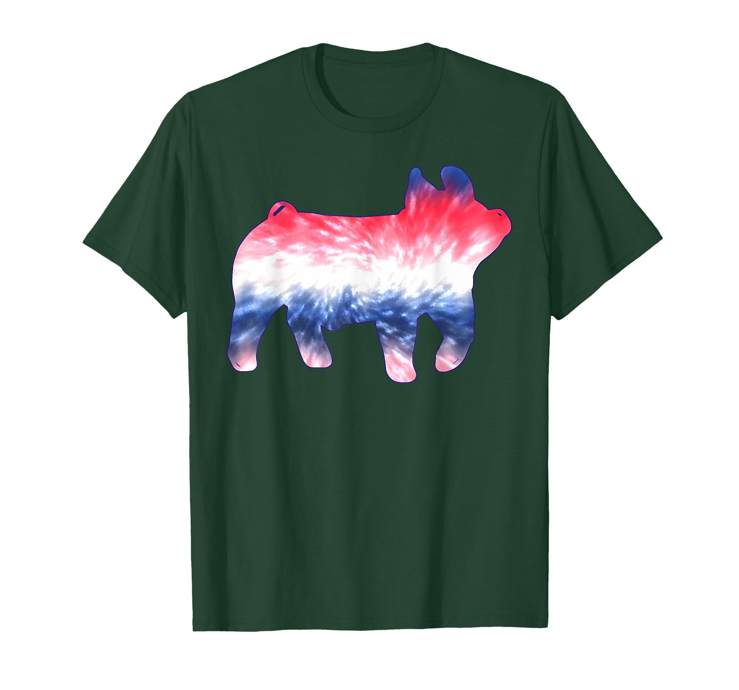 Red White Blue Show Pig Tie Dye 4th of July Pig Farm Animal T-Shirt