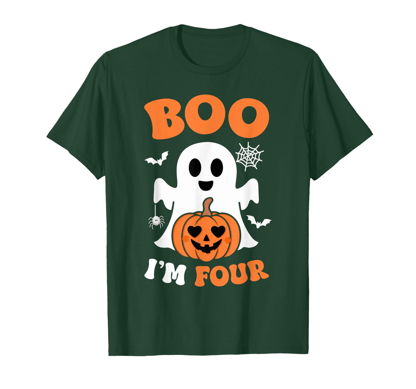 Ghost Boo I'm Four Year 4th Birthday Boys Halloween Groovy T-Shirt