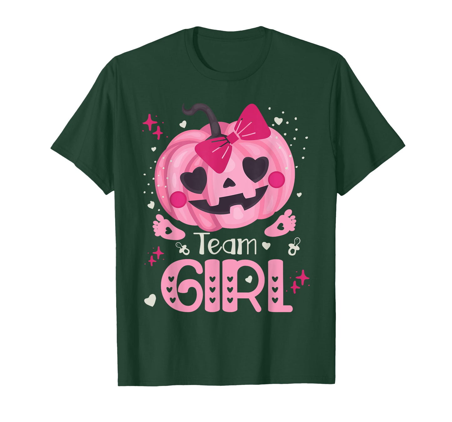 Team Girl Pumpkin Halloween Baby Gender Reveal Party T-Shirt