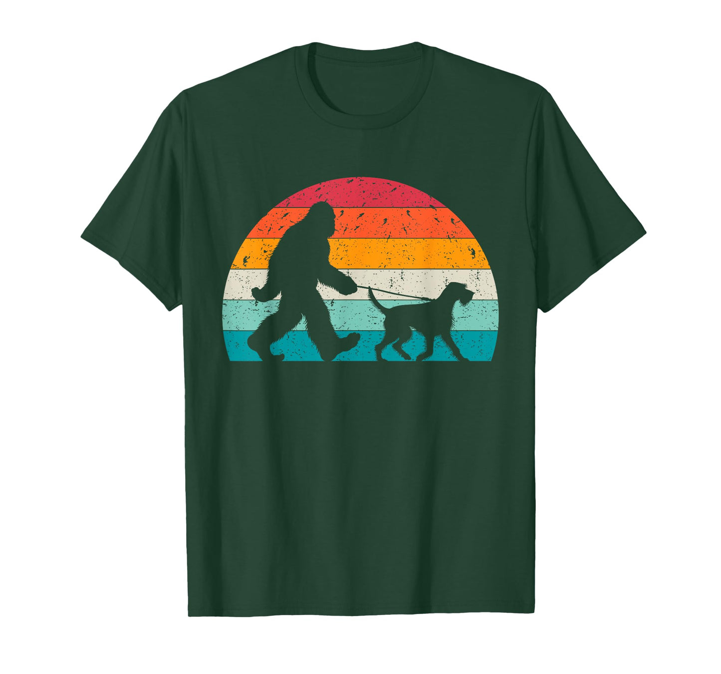 Bigfoot Walking a Dog Funny German Wirehaired Pointer Lovers T-Shirt