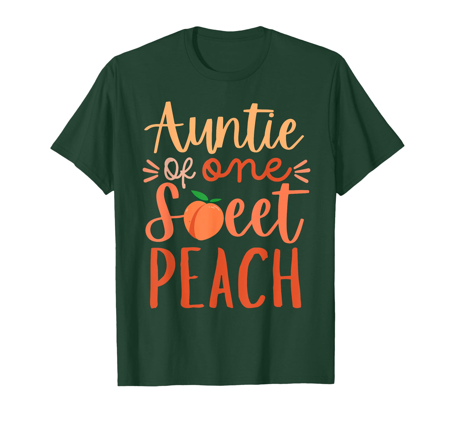 Auntie of The Sweet One Peach 1st Birthday Family Matching T-Shirt