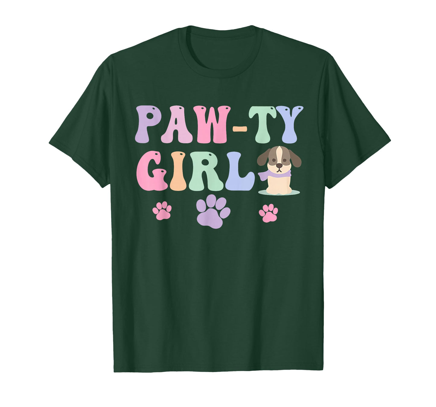 Let's Pawty Girl Birthday Puppy Dog Party Girl Kids Birthday T-Shirt
