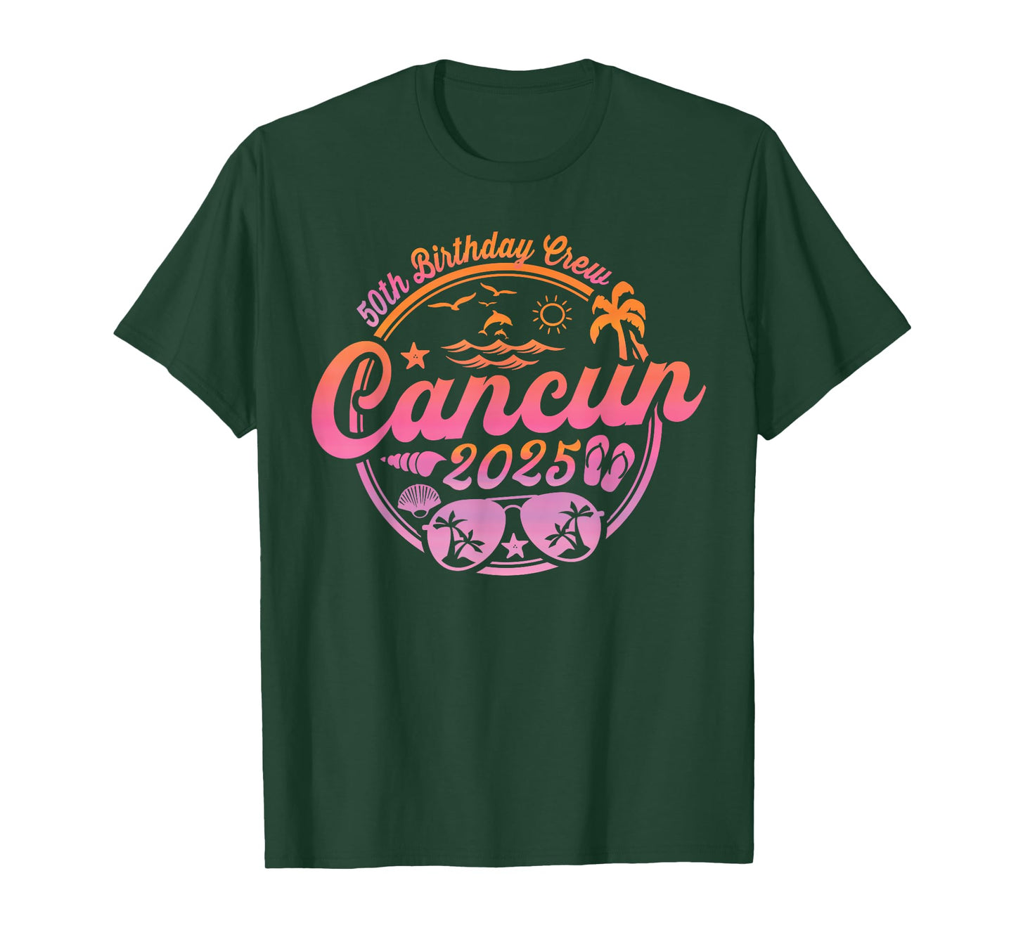 Cancun Mexico 50th Birthday Crew 2025 Vacation Cruise Party T-Shirt