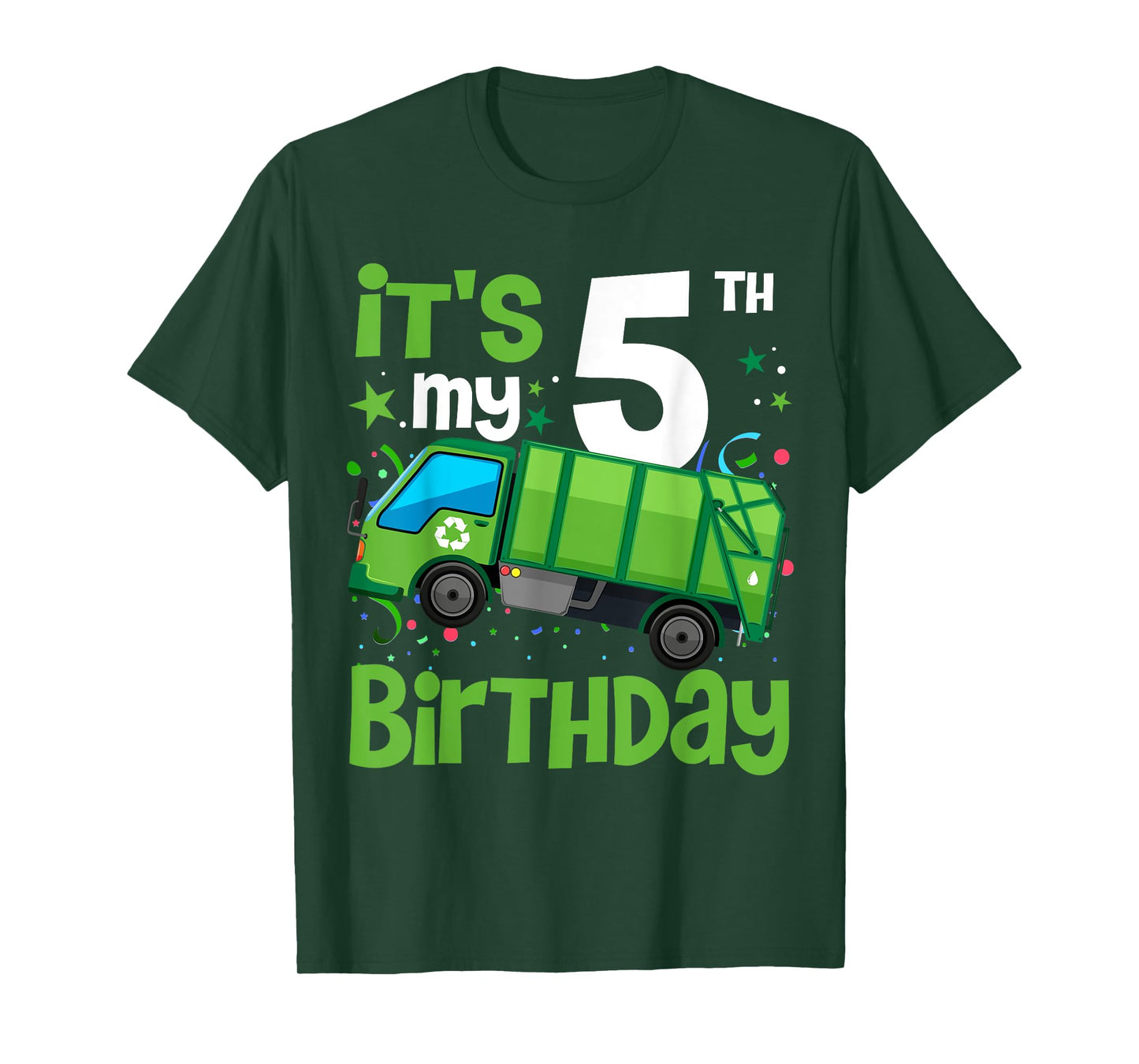 It's My 5th Birthday Garbage Truck 5 Year Old Birthday Boy T-Shirt