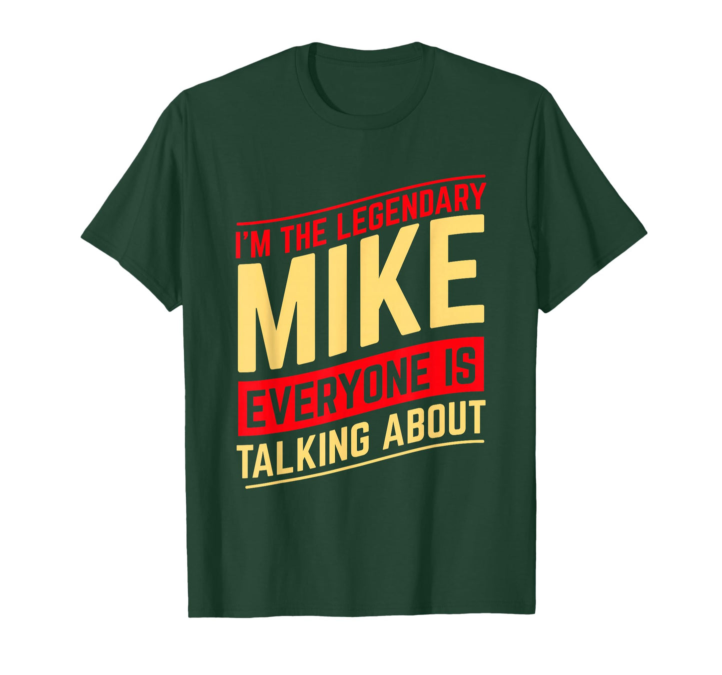 Mike Custom Name Design Unisex-Adults Black Cotton Polyester T-Shirt Small Short Sleeve Straight Fit Mock Collar Christmas Birthday Funny Mike Name First Name I'm The Legendary Mike T-Shirt