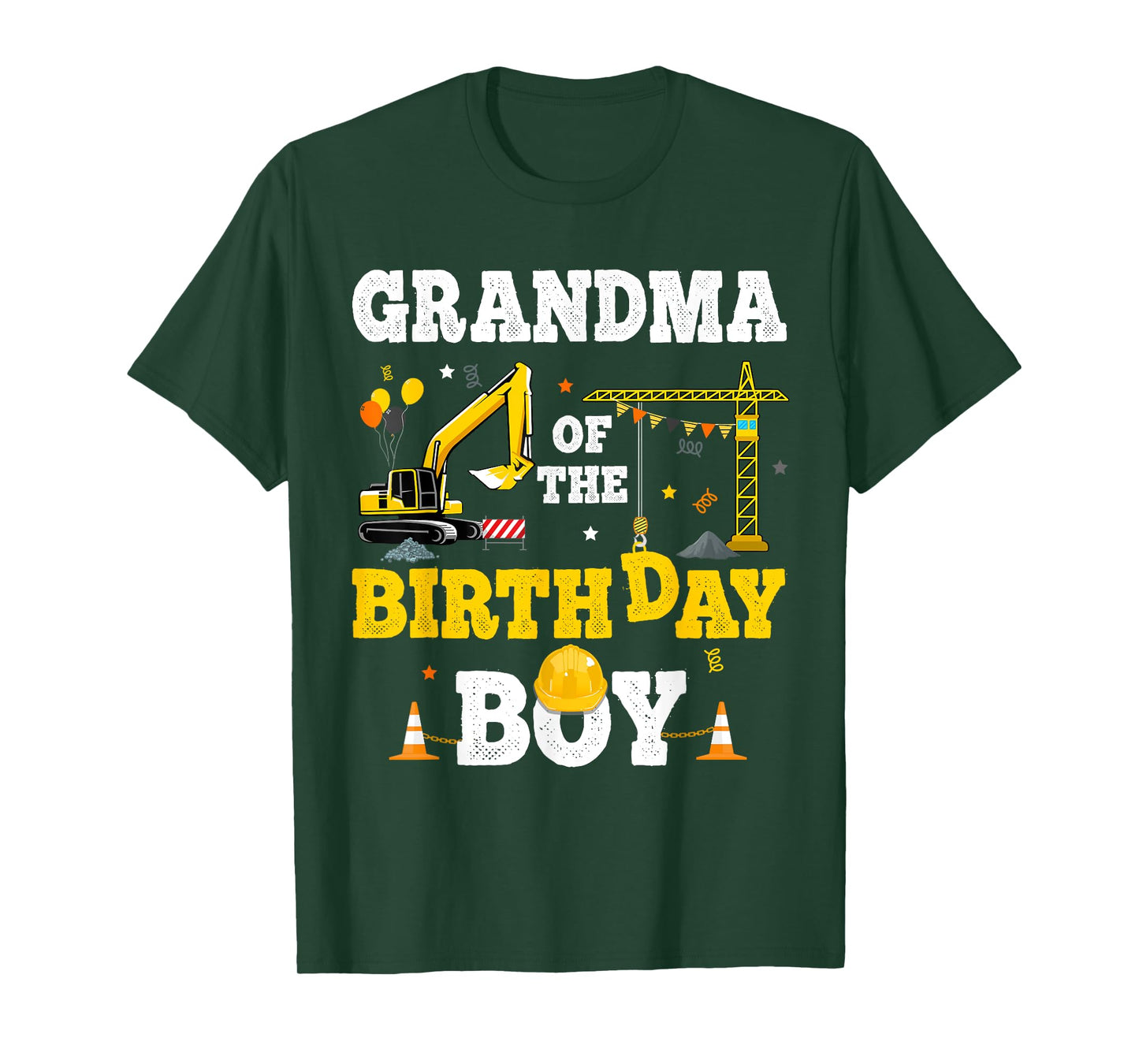 Grandma Of The Birthday Boy Construction Matching Excavator T-Shirt