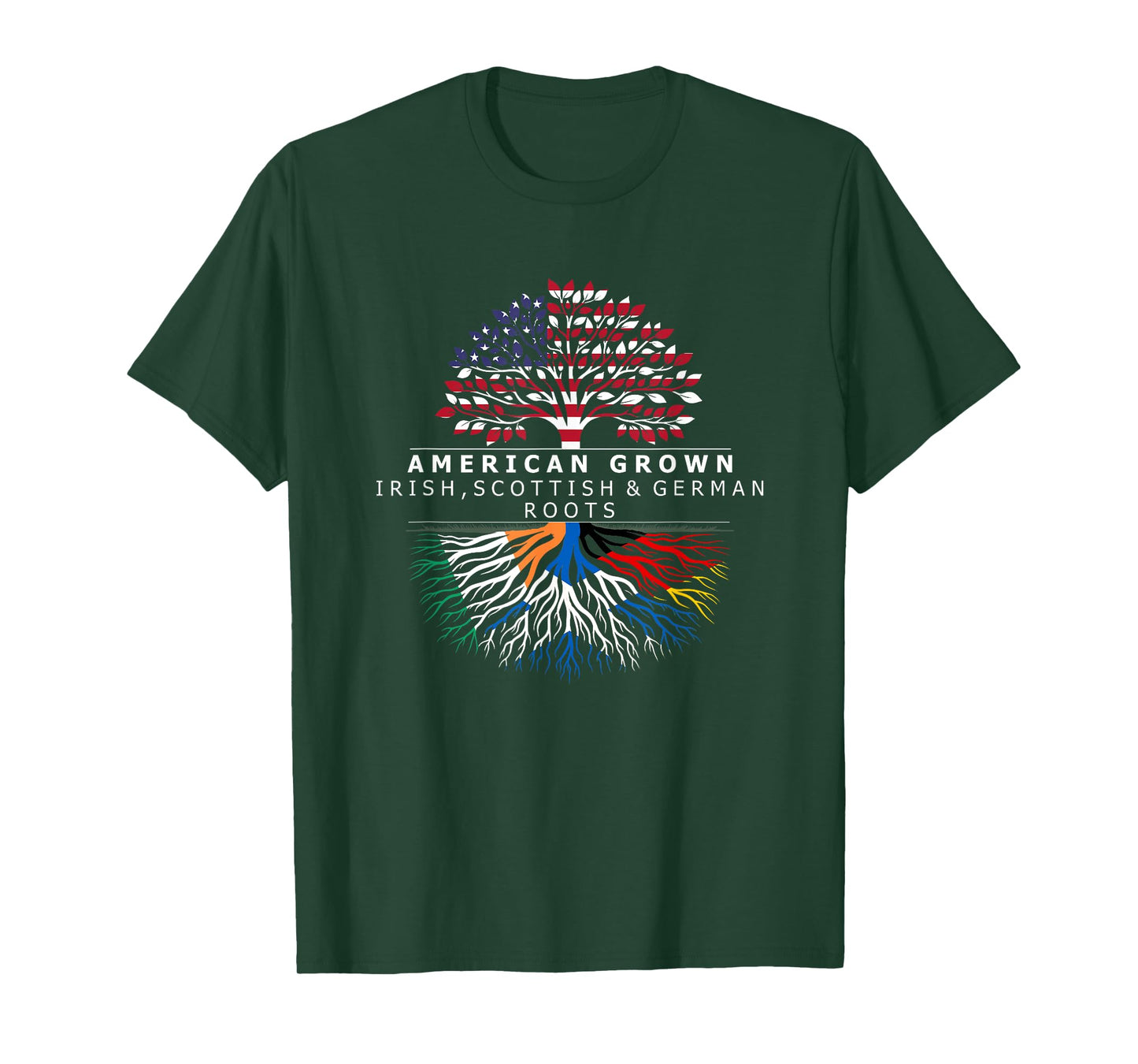 American Grown Flag Heritage Irish Scottish German Roots T-Shirt