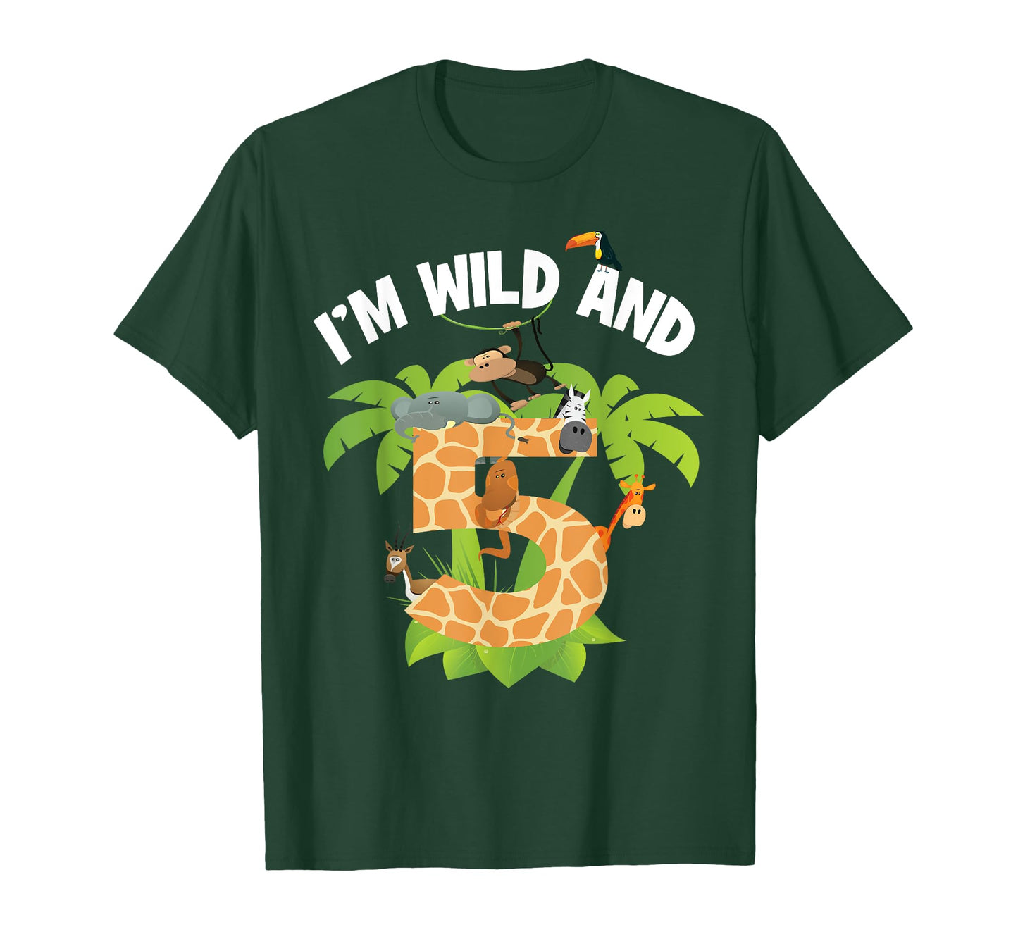 I'm Wild And 5 Years Old Zoo Theme 5th Birthday Animal Party T-Shirt