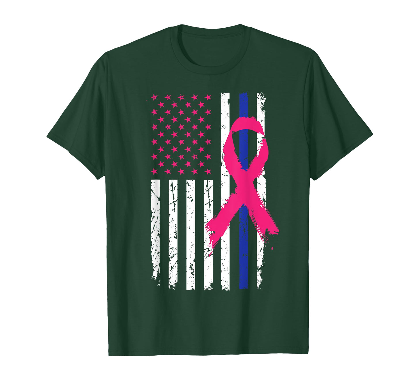 American Police Flag Cool Breast Cancer Awareness Gift T-Shirt