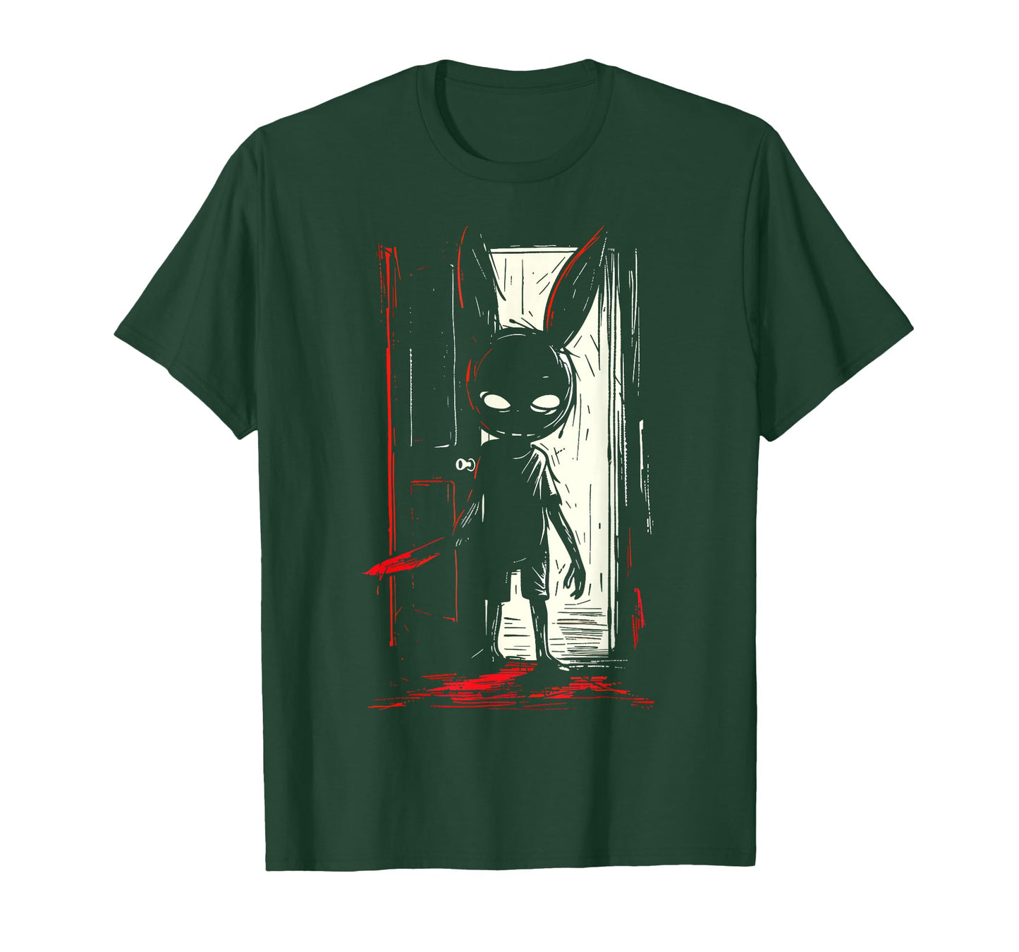 Horror Evil Bunny Rabbit Slasher Creepy Door Alt Goth T-Shirt