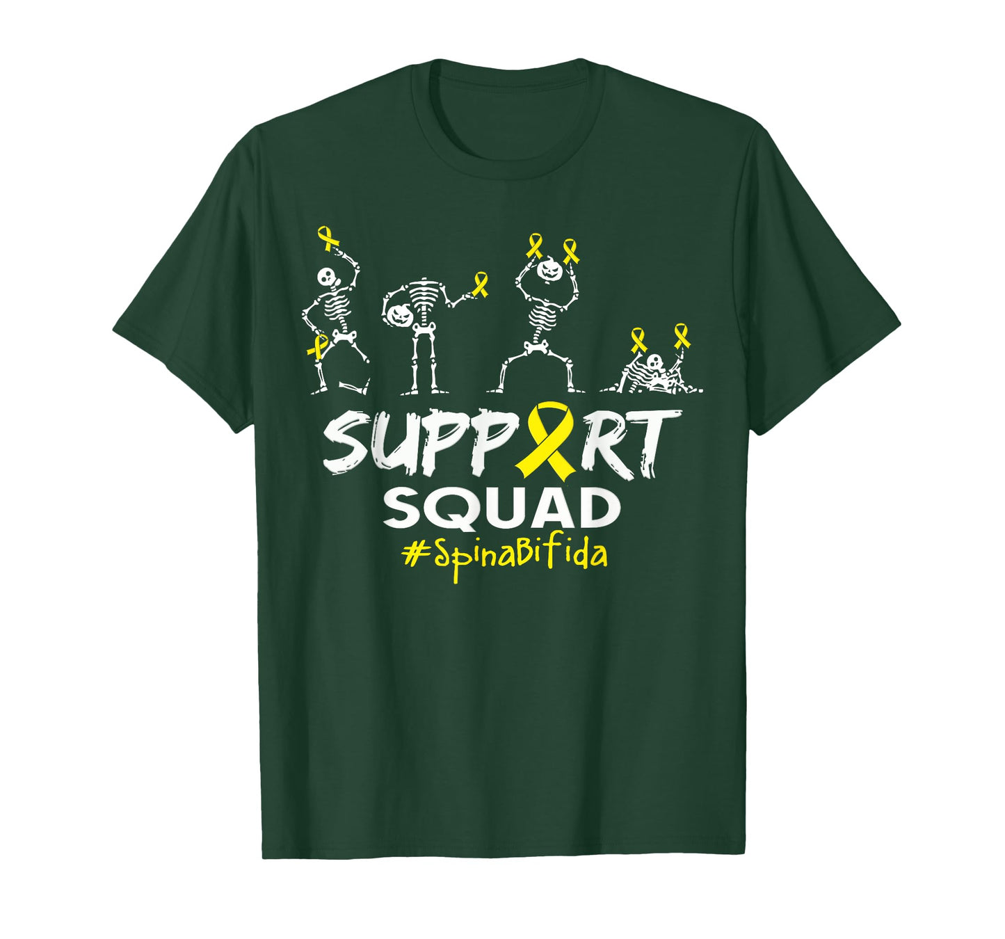 Spina Bifida Awareness Skeleton Support Squad Halloween T-Shirt
